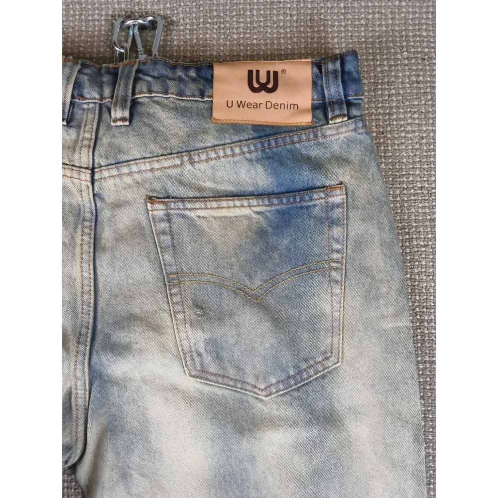 WU WEAR DENIM Mens JEANS NWT Light Wash Distressed 36x32